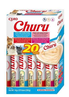  INABA Churu pour chats - mélange de saveurs au thon et fruits de mer 20x14g