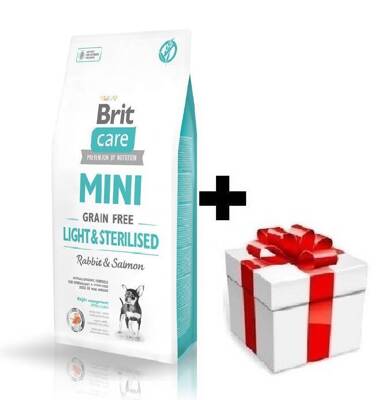 Brit Care Mini Grain Free Light & Sterilised avec du lapin et du saumon 7 kg + Surprise pour votre chien GRATUITES !