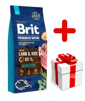 Brit Premium By Nature Sensitive Avec Agneau Et Riz 15kg + Surprise gratuite pour chien