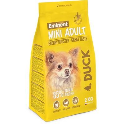 Eminent Mini Adult Duck 31/19 2kg nourriture sèche pour les races mini à base de protéines de canard + Surprise gratuite pour votre chien 