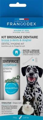 Francodex Dentifrice enzymatique avec brosse pour chiens et chats 70g