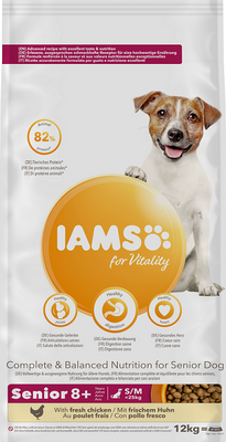 IAMS-Aliment sec pour Vitalité pour chiens âgés de petites et moyennes races, au poulet frais 12kg