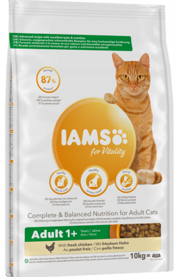 IAMS-Nourriture sèche Vitalité pour chat adulte, au poulet frais 10kg