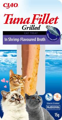 INABA Filet de thon pour chats - Thon dans un bouillon de crevettes 15g