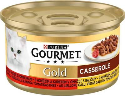 Purina Gourmet Gold au bœuf et au poulet en sauce tomate 85g